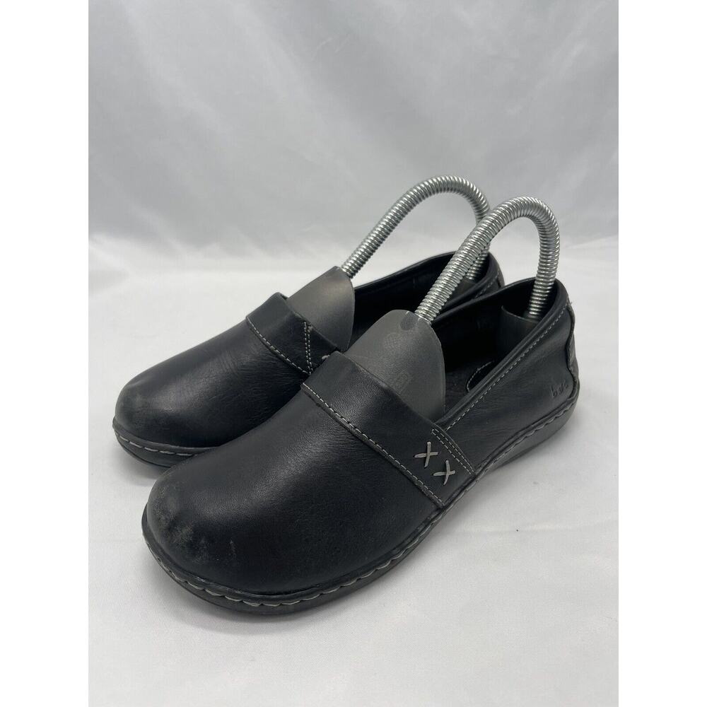 BOC Born Black Leather Clogs‎ Women's Sz 6 M Peggy Comfort Nurse Work Slip On